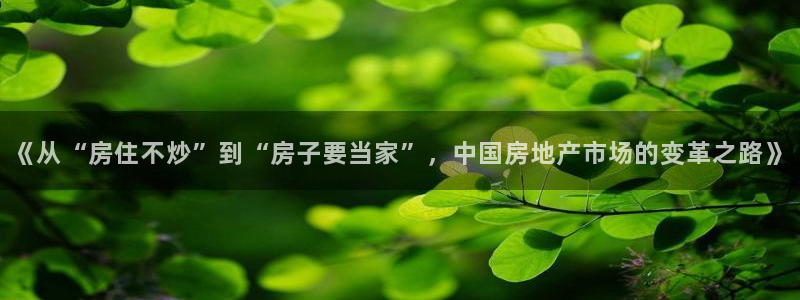 摩登6吴这7O667：《从“房住不炒”到“房子要当家”，中国